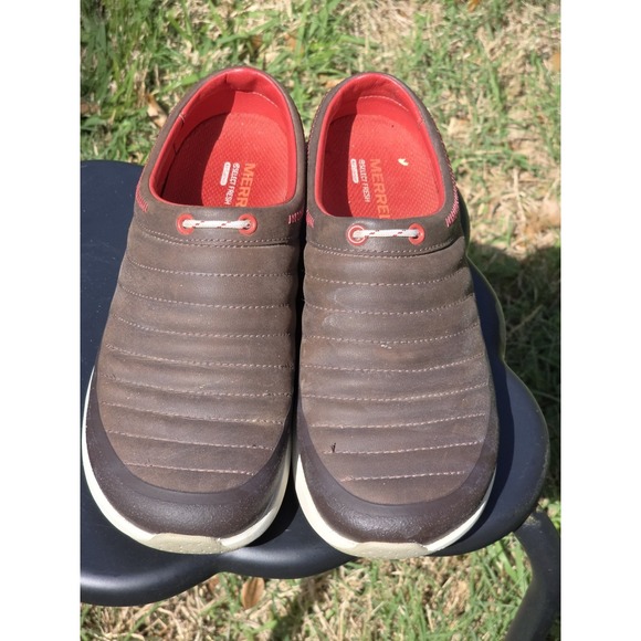 Merrell J02306 Applaud Slide Bracken Brown Leather Mules Shoes Sz 7 - Picture 2 of 9